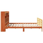 vidaXL Pat cu bibliotecă fără saltea maro 200x200 cm lemn masiv de pin