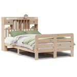 vidaXL Pat cu bibliotecă fără saltea, 135x190 cm, lemn masiv de pin vidaXL Pat cu bibliotecă fără saltea, 135x190 cm, lemn masiv de pin