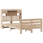 vidaXL Pat cu bibliotecă fără saltea, 135x190 cm, lemn masiv de pin vidaXL Pat cu bibliotecă fără saltea, 135x190 cm, lemn masiv de pin