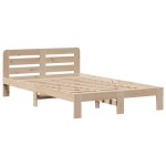 vidaXL Pat cu bibliotecă fără saltea, 135x190 cm, lemn masiv de pin vidaXL Pat cu bibliotecă fără saltea, 135x190 cm, lemn masiv de pin