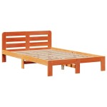 vidaXL Pat cu bibliotecă fără saltea maro 135x190 cm lemn masiv de pin