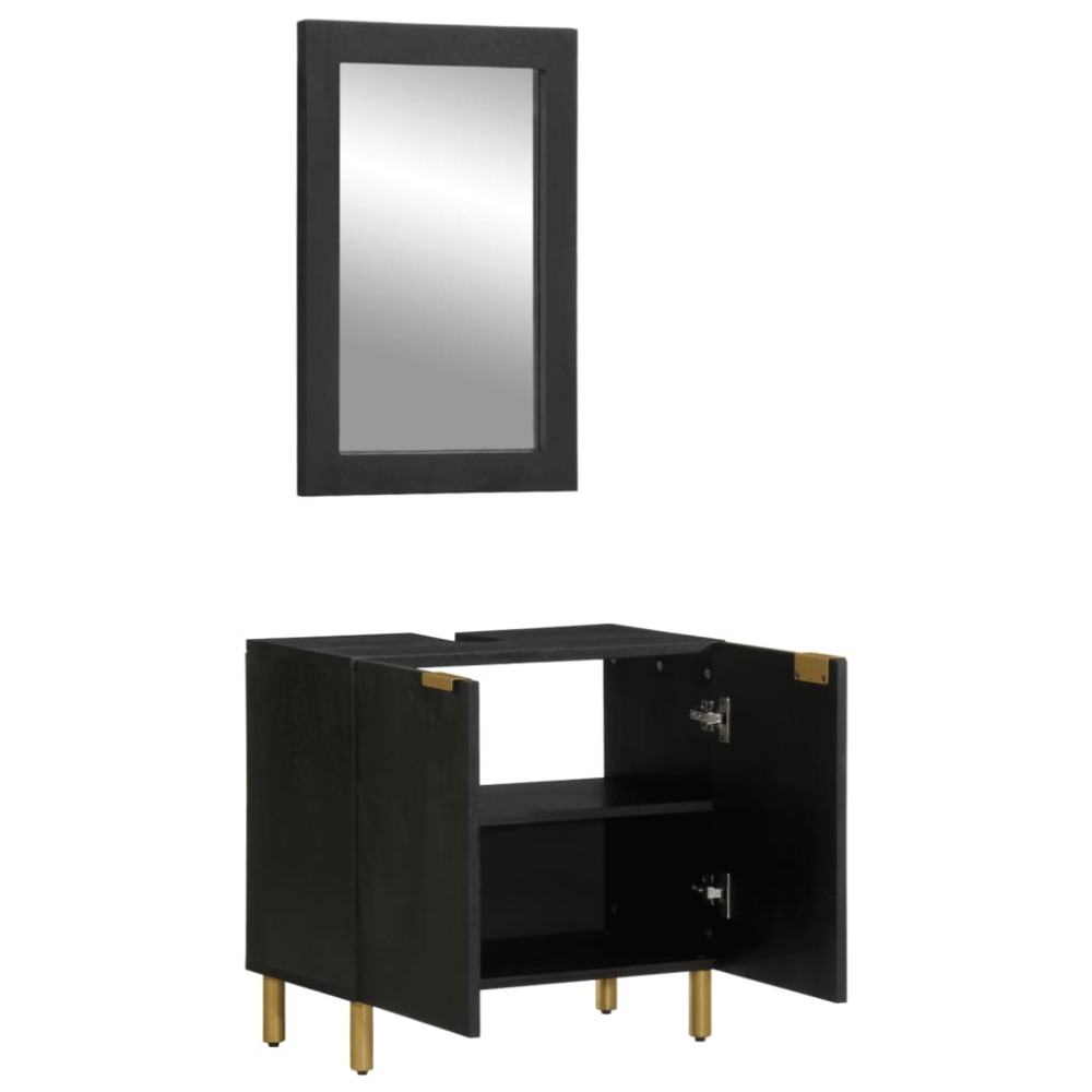 vidaXL Set mobilier de baie, 2 piese, negru, lemn compozit