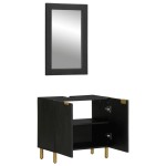 vidaXL Set mobilier de baie, 2 piese, negru, lemn compozit vidaXL Set mobilier de baie, 2 piese, negru, lemn compozit