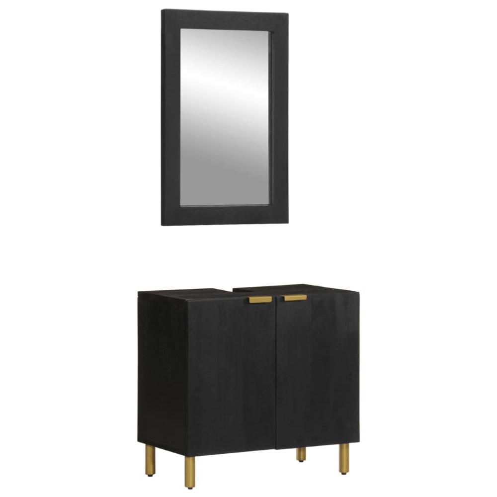 vidaXL Set mobilier de baie, 2 piese, negru, lemn compozit