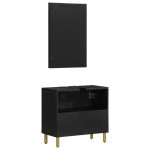 vidaXL Set mobilier de baie, 2 piese, negru, lemn compozit vidaXL Set mobilier de baie, 2 piese, negru, lemn compozit