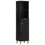 vidaXL Set mobilier de baie, 3 piese, negru, lemn compozit vidaXL Set mobilier de baie, 3 piese, negru, lemn compozit