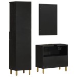 vidaXL Set mobilier de baie, 3 piese, negru, lemn compozit vidaXL Set mobilier de baie, 3 piese, negru, lemn compozit