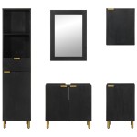 vidaXL Set mobilier de baie, 5 piese, negru, lemn prelucrat