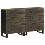 vidaXL Bufete 2 buc Negru 60x33x75 cm Lemn masiv Mango