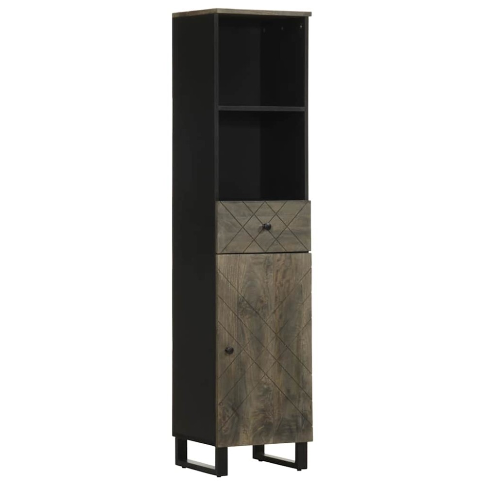 vidaXL Set de mobilier de baie 4 piese din lemn masiv de mango negru