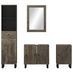 vidaXL Set de mobilier de baie 4 piese din lemn masiv de mango negru vidaXL Set de mobilier de baie 4 piese din lemn masiv de mango negru