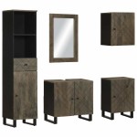 vidaXL Set de mobilier de baie 5 piese din lemn masiv de mango negru vidaXL Set de mobilier de baie 5 piese din lemn masiv de mango negru