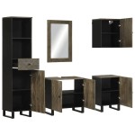 vidaXL Set de mobilier de baie 5 piese din lemn masiv de mango negru vidaXL Set de mobilier de baie 5 piese din lemn masiv de mango negru