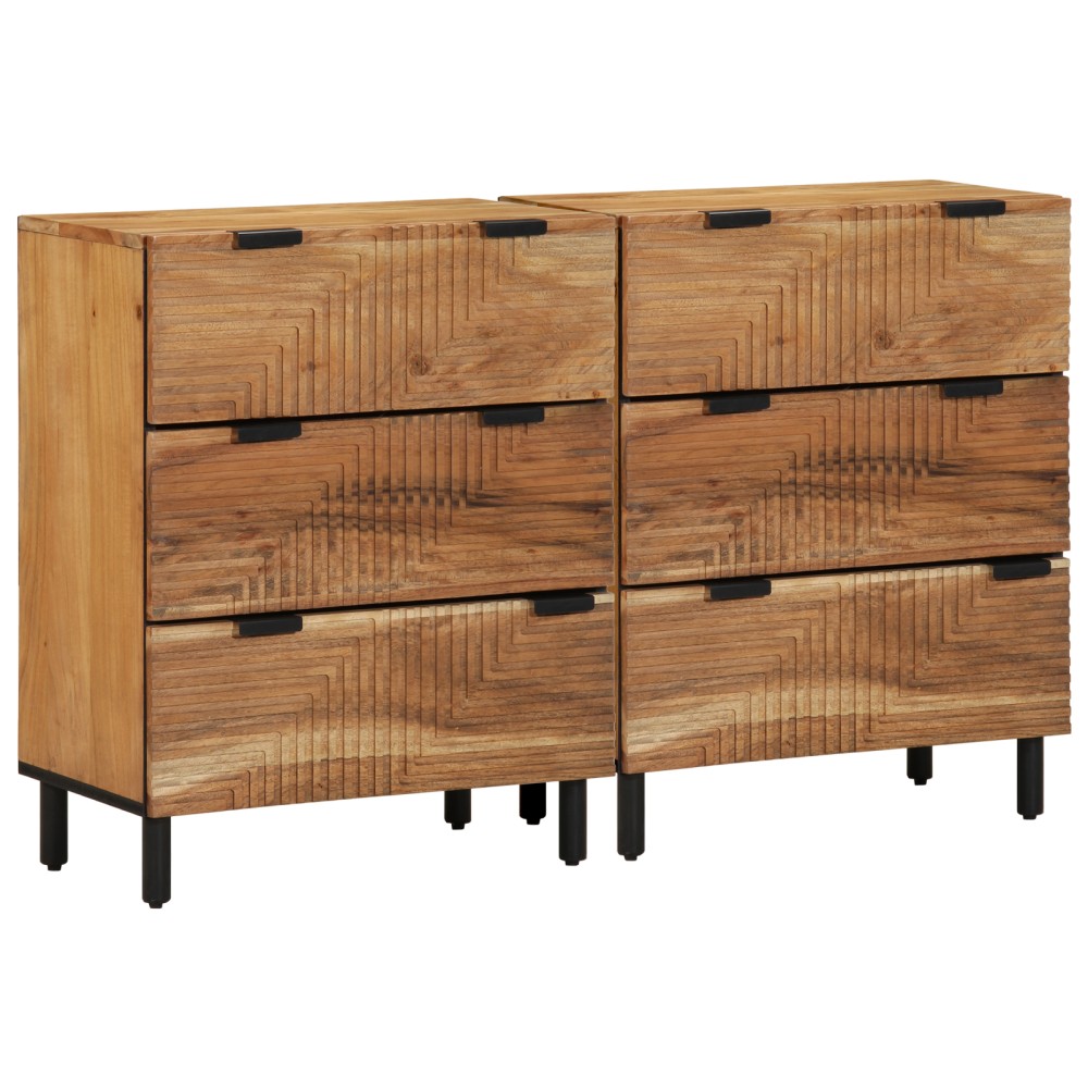 vidaXL Sideboards 2 piese Marron 60x33x75 cm Lemn Masiv de Acacia