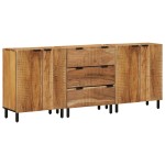 vidaXL Bufet 3 pcs Maro 60 x 33 x 75 cm Lemn masiv de acacia vidaXL Bufet 3 pcs Maro 60 x 33 x 75 cm Lemn masiv de acacia