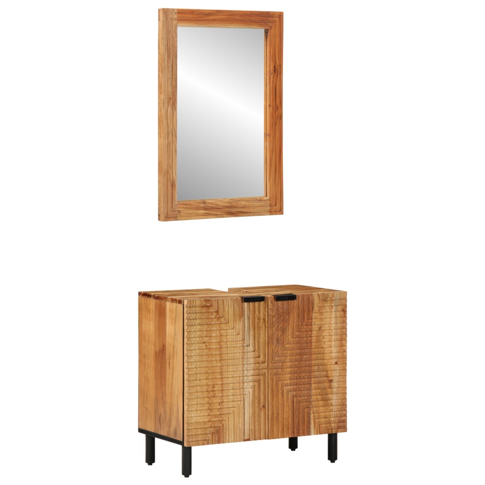 vidaXL Set de mobilier pentru baie 2 piese din lemn masiv de acacia