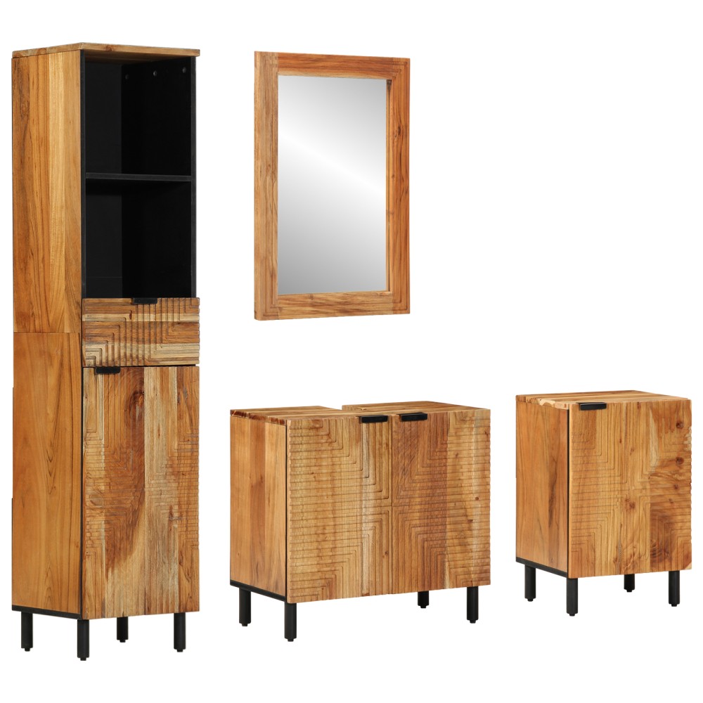 vidaXL Set de mobilier pentru baie 4 piese din lemn masiv de acacia maron