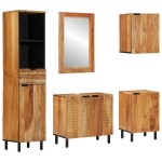 vidaXL Set mobilier baie cinci piese din lemn masiv de acacia vidaXL Set mobilier baie cinci piese din lemn masiv de acacia