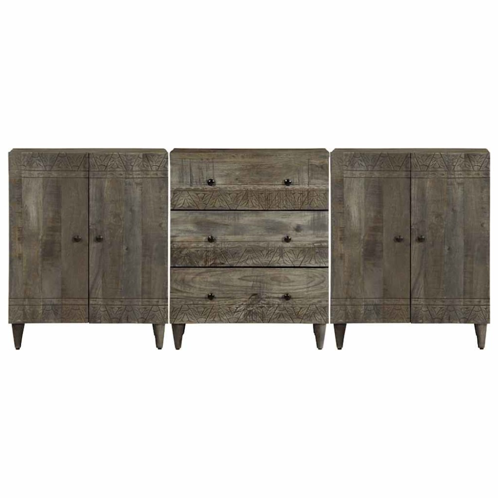 vidaXL Bufete 3 piese gri deschis 60x33,5x75 cm lemn masiv de mango