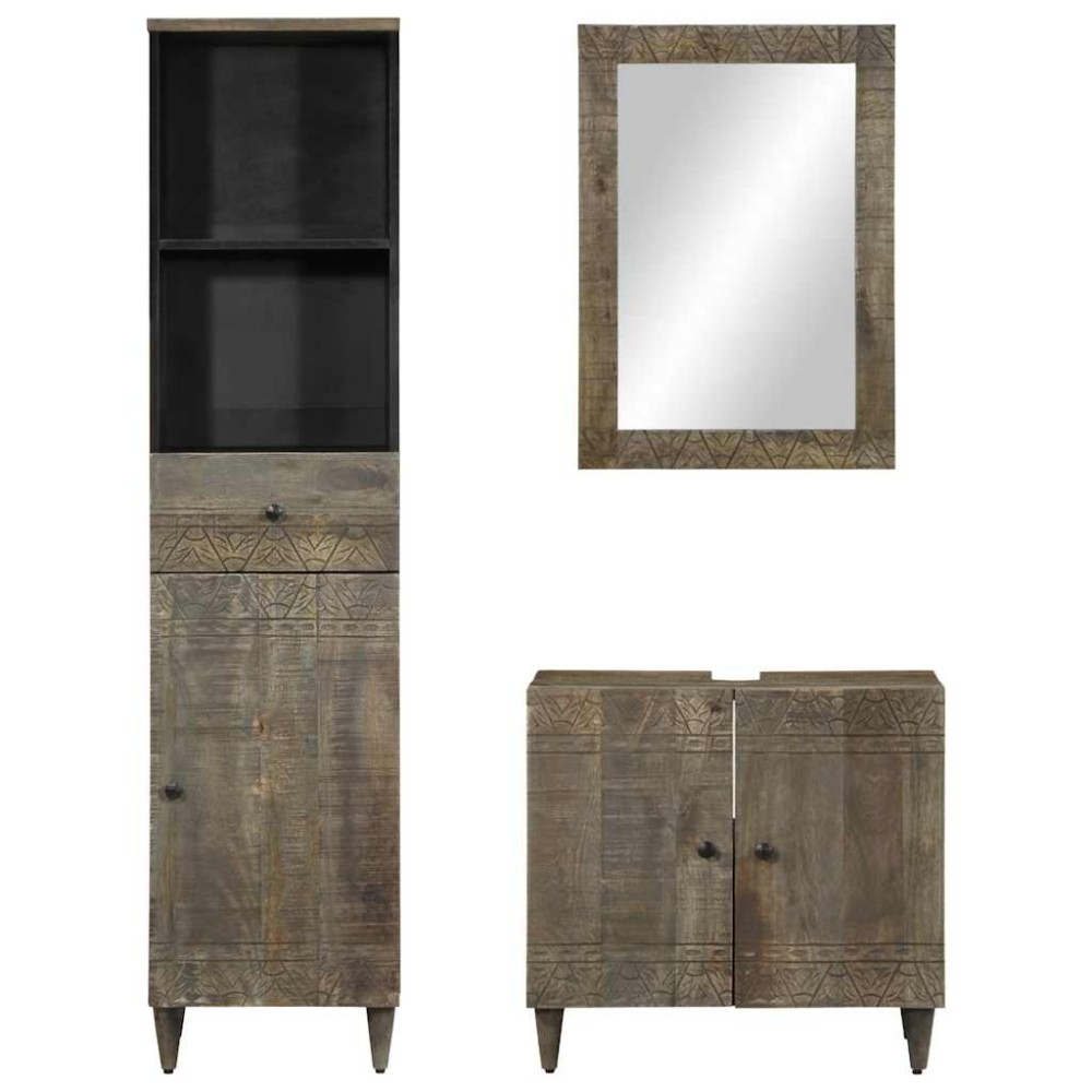 vidaXL Set mobilier de baie, 3 piese, lemn masiv de mango