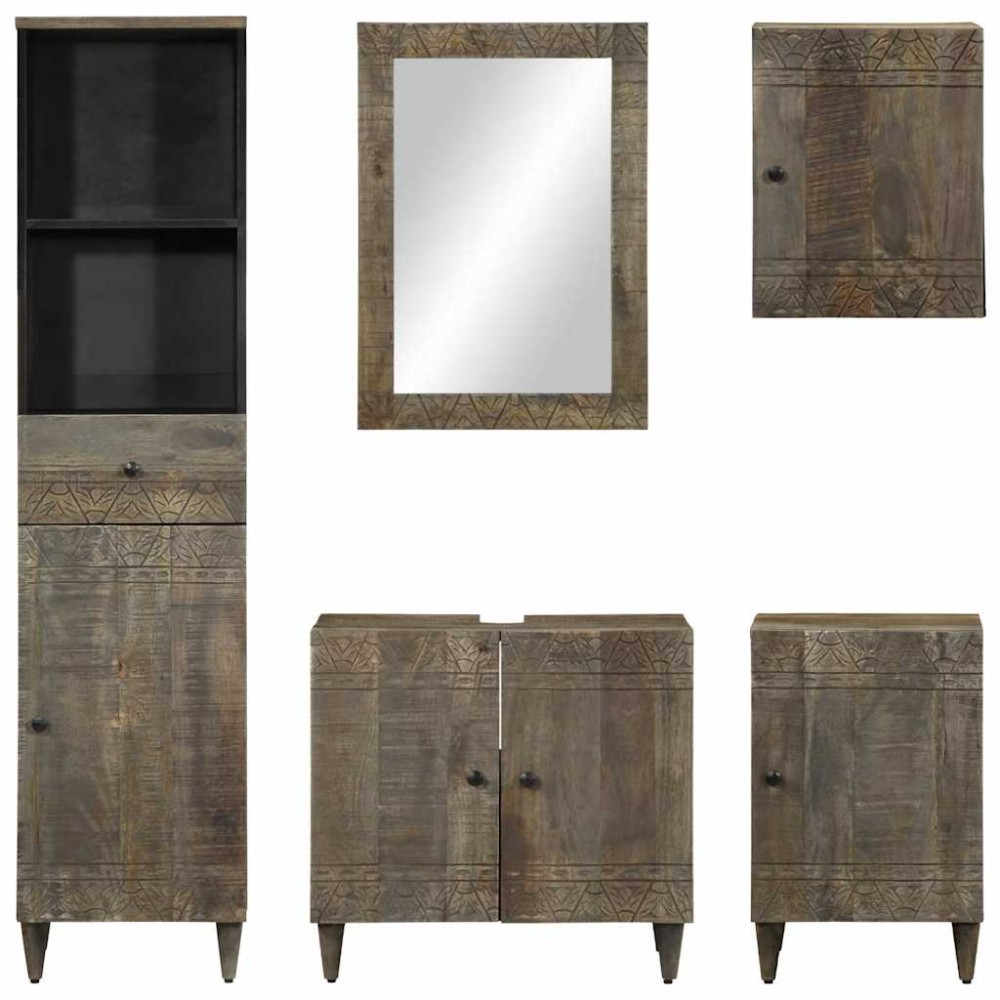 vidaXL Set mobilier de baie, 5 piese, lemn masiv de mango