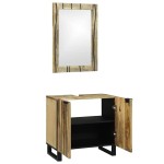 vidaXL Set de mobilier pentru baie cu raft 2 pcs Maro Lemn compozit