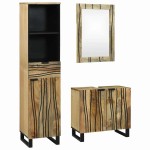 vidaXL Set de mobilier pentru baie cu sertar 3 pcs Maro Lemn compozit