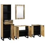 vidaXL Set de mobilier pentru baie cu sertar 4 pcs Maro Lemn compozit