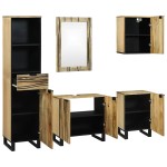 vidaXL Set de mobilier pentru baie cu sertar 5 pcs Maro Lemn compozit