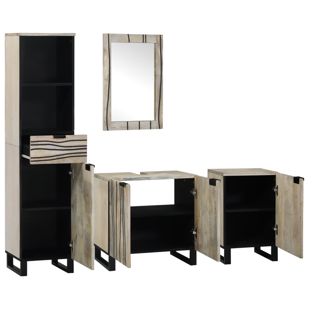 vidaXL Set de mobilier pentru baie cu sertar 4 pcs Lemn de nuc maro