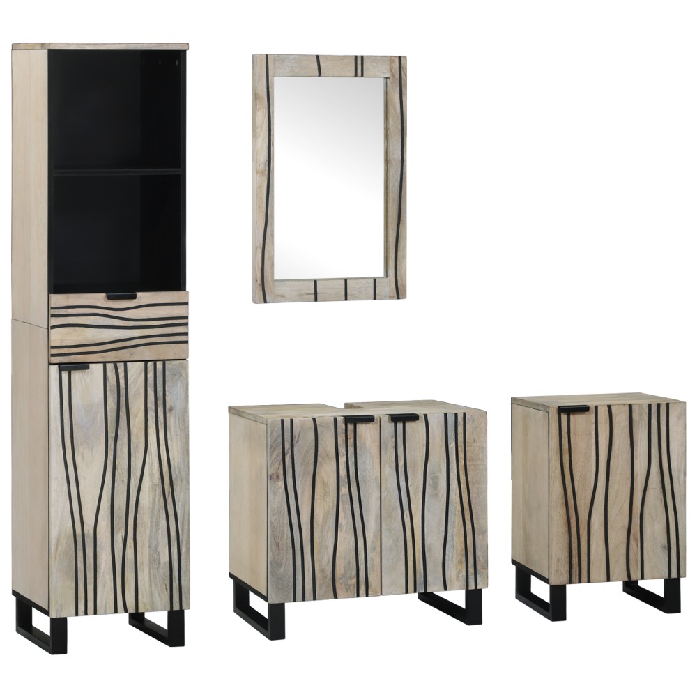 vidaXL Set de mobilier pentru baie cu sertar 4 pcs Lemn de nuc maro