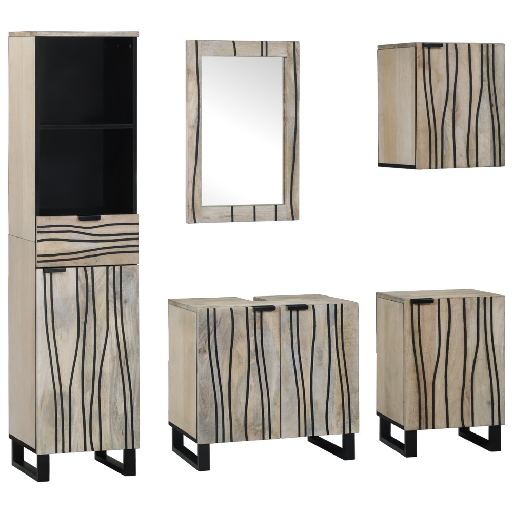 vidaXL Set de mobilier pentru baie cu sertar 5 pcs Lemn de nuc maro