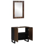 vidaXL Set de mobilier pentru baie cu ușă 2 pcs Maro Nuc Lemn compozit
