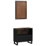 vidaXL Set de mobilier pentru baie cu ușă 2 pcs Maro Nuc Lemn compozit