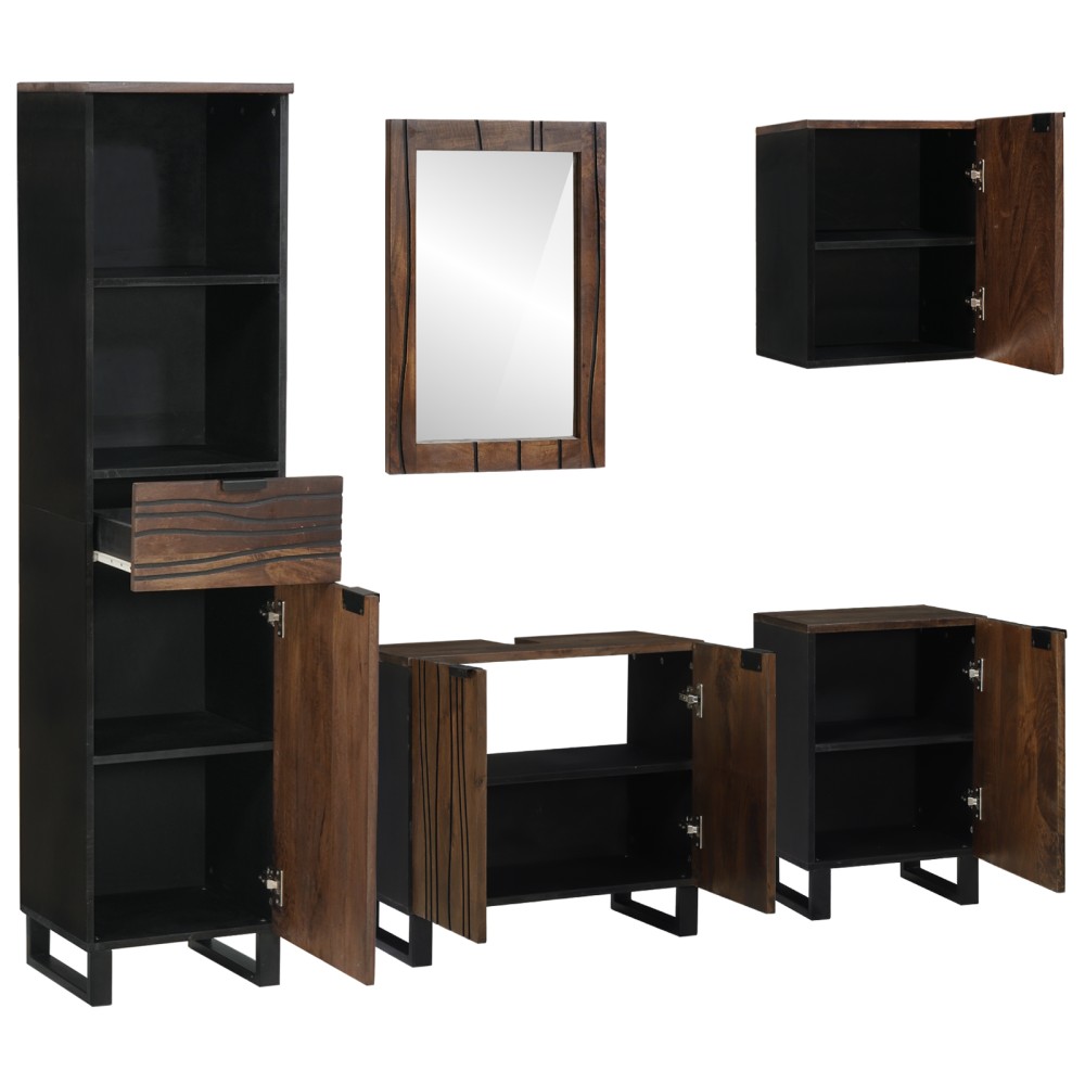 vidaXL Set de mobilier pentru baie cu sertar 5 pcs Alb Lemn compozit