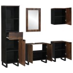 vidaXL Set de mobilier pentru baie cu sertar 5 pcs Alb Lemn compozit