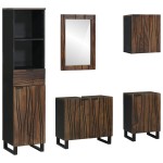 vidaXL Set de mobilier pentru baie cu sertar 5 pcs Alb Lemn compozit