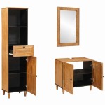 vidaXL Set de mobilier pentru baie 3 pcs Maro Lemn masiv de mango