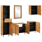 vidaXL Set de mobilier pentru baie cu sertar 5 pcs Maro Lemn compozit