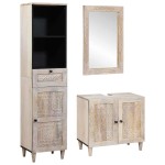 vidaXL Set de mobilier pentru baie 3 pcs Alb Lemn masiv de mango