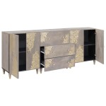 vidaXL Set dulap baie cu sertar 3 pcs Gri și Aur 180 x 33 x 75 cm