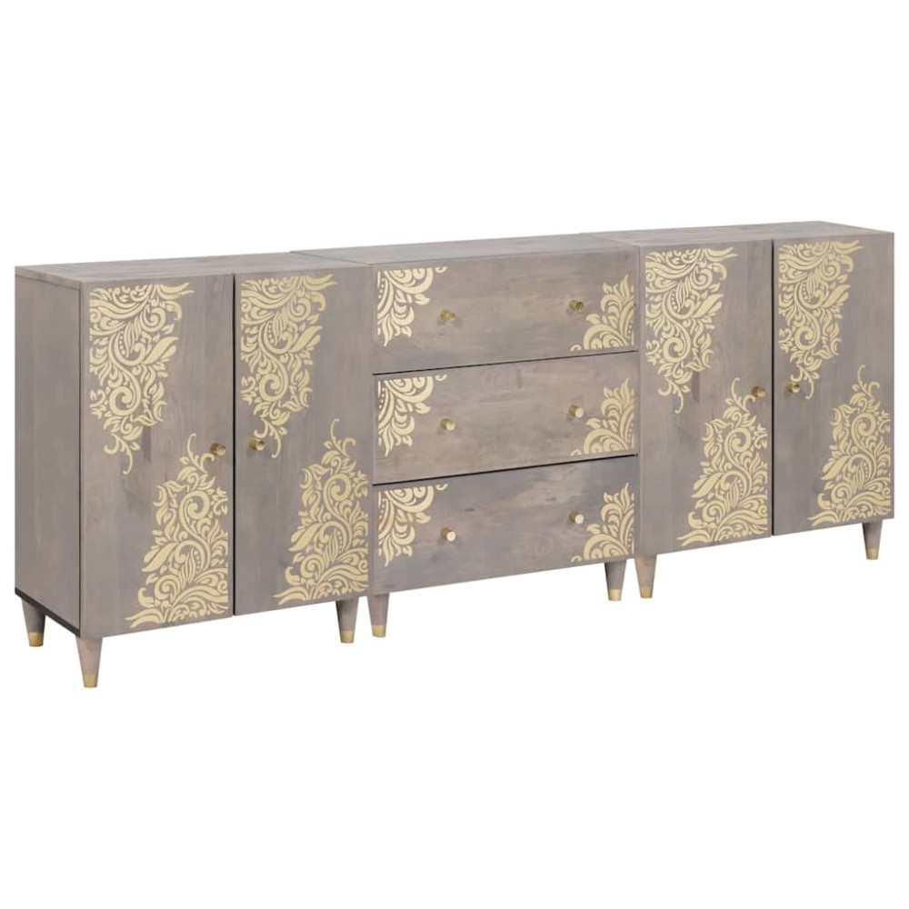 vidaXL Set dulap baie cu sertar 3 pcs Gri și Aur 180 x 33 x 75 cm