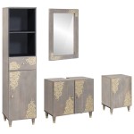 vidaXL Set dulap baie cu sertar cu ușă 4 pcs Gri Lemn de mango solid