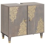 vidaXL Set dulap baie cu sertar cu ușă 4 pcs Gri Lemn de mango solid