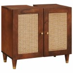 vidaXL Dulap de Baie cu sertar 5 pcs Maro și negru Lemn de mango solid