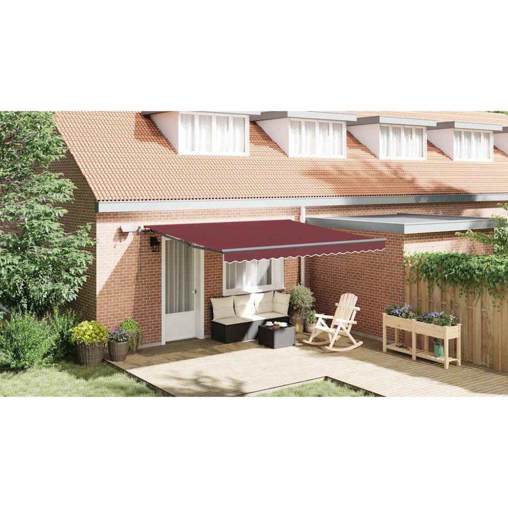 vidaXL Copertina retractabilă manual cu LED-uri, vișiniu, 400x300 cm