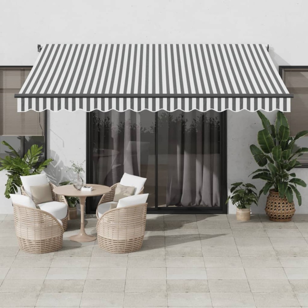 vidaXL Copertină retractabilă automat cu LED, antracit/alb, 400x300 cm