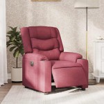vidaXL Fotoliu rabatabil electric, roșu vin, material textil