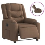 vidaXL Fotoliu rabatabil electric, maro, material textil