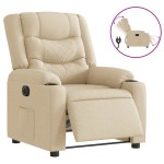 vidaXL Fotoliu rabatabil electric, crem, material textil